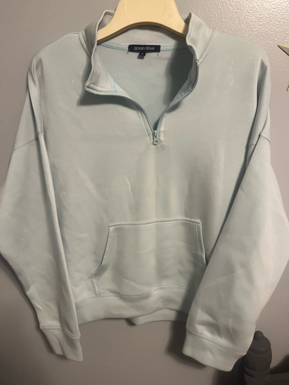 Ocean Drive Light Mint Quarter-Zip Pullover Sweatshirt